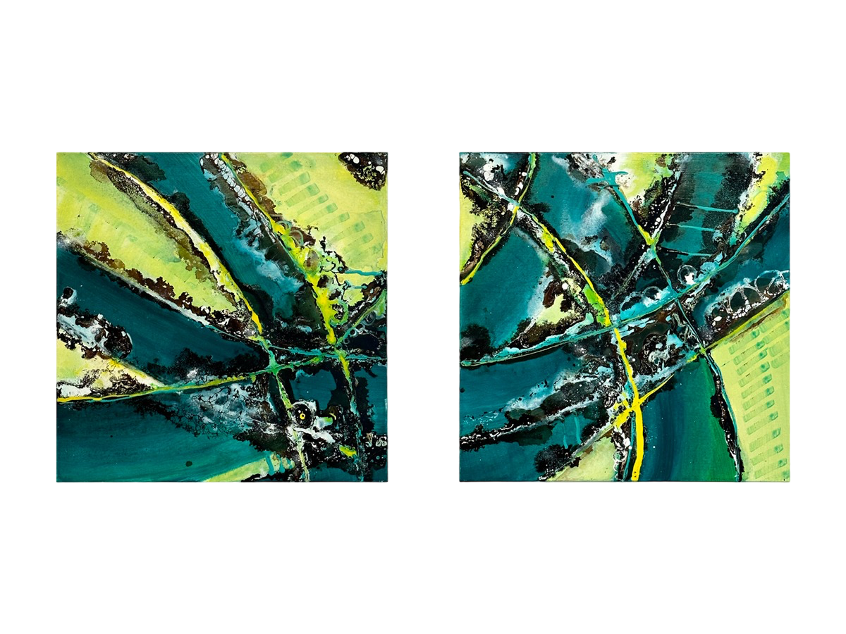 Jungle Canals Seen From Above 1-2 (Diptych) (20x20 each) - Mabel Hernández Aldana