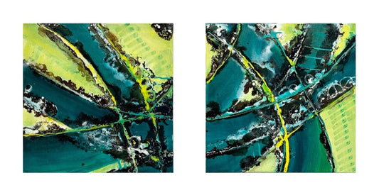 Jungle Canals Seen From Above 1-2 (Diptych) (20x20 each) - Mabel Hernández Aldana